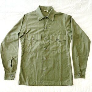 US Army Cotton Utility Shirt Vietnam 60s Vtg OG107 Sateen Field 14.5 X 33